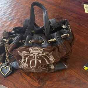 Juicy Couture Black and Brown Tote Bag.13 1/2 x 11 tall.